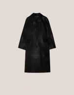 Long black napa coat with ranglan sleeve