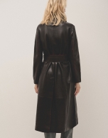 Long black napa raincoat