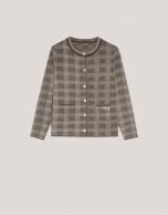 Brown checked knited jacket