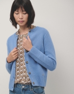 Blue wool knitted cardigan