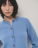 Blue wool knitted cardigan