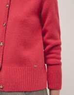 Tile-colored wool knitted cardigan