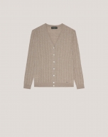 V-neck cardigan knitted wool beige