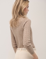 V-neck cardigan knitted wool beige