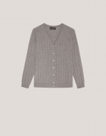 V-neck cardigan knitted wool taupe