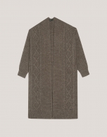 Three-quarter length knitted jacket in camel