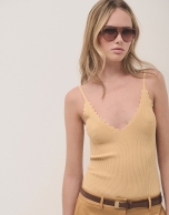 Knit and crochet straps top yellow