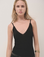 Knit and crochet straps top black