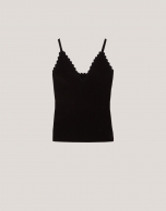 Knit and crochet straps top black