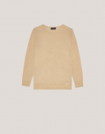 Long sleeves jumper in beige lurex