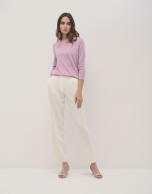 Long sleeves jumper in pink lurex