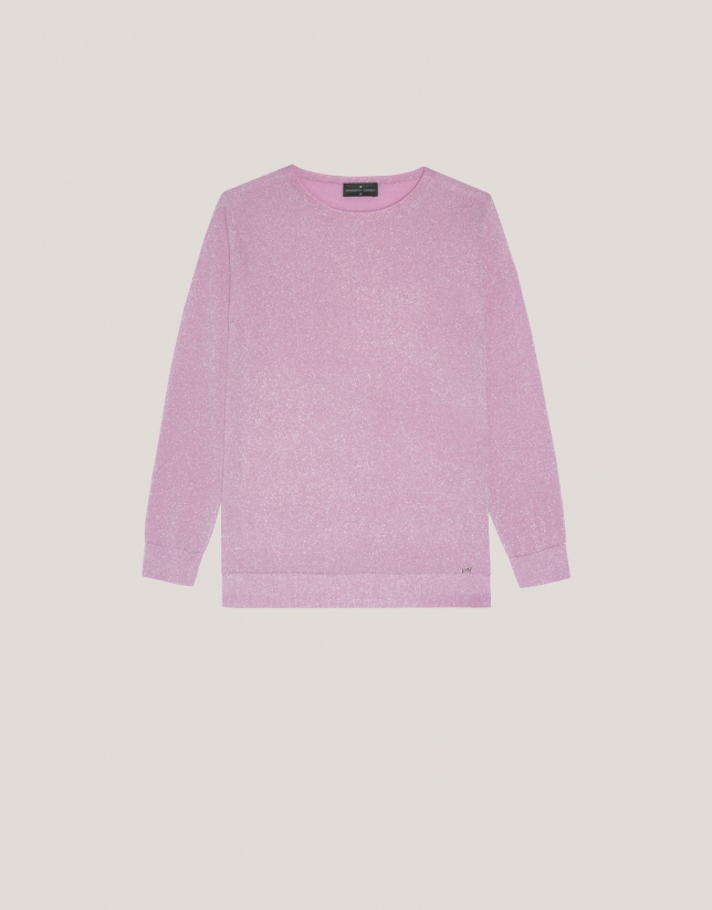 Long sleeves jumper in pink lurex