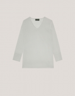 V-neckline oversize jumper in grey fine wool