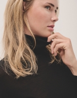 Black fine wool knitted jumper with turtleneck