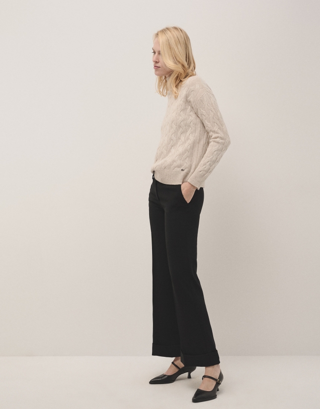 Turtleneck jumper in beige cashmere