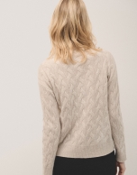 Turtleneck jumper in beige cashmere