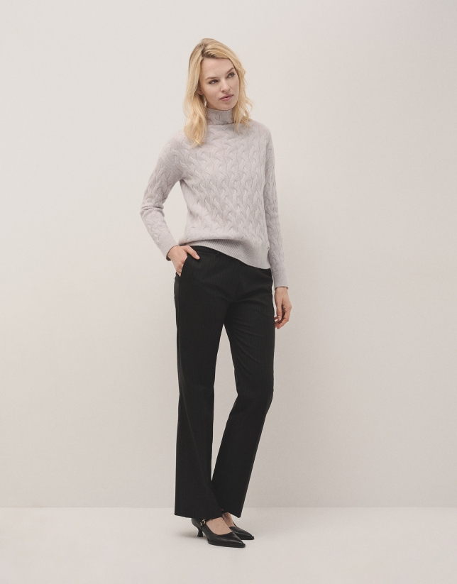 Turtleneck jumper in grey cashmere