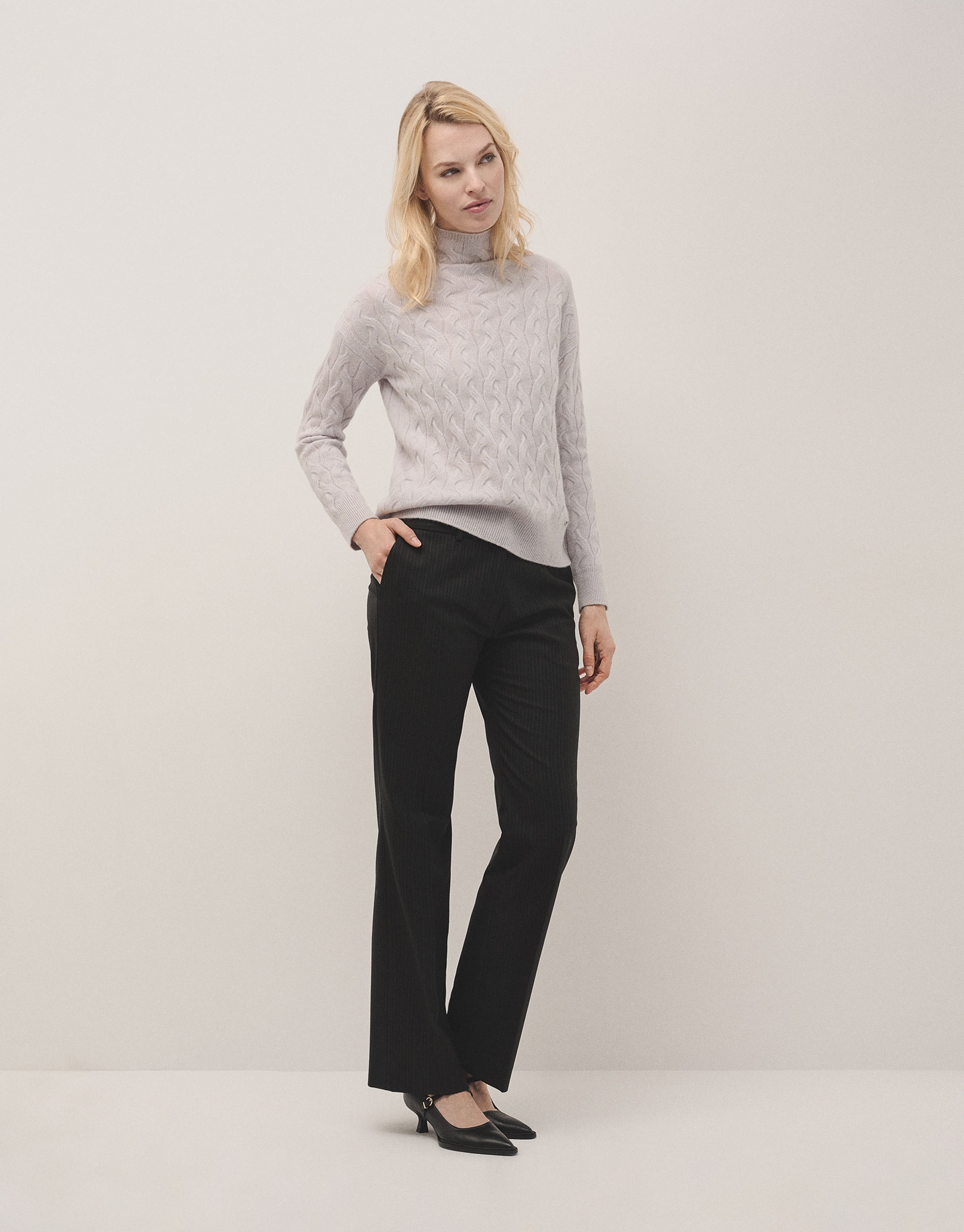 Turtleneck jumper in grey cashmere