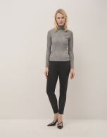 Grey ribbed turtleneck jumper