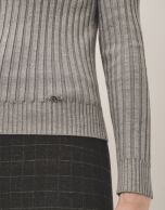 Grey ribbed turtleneck jumper