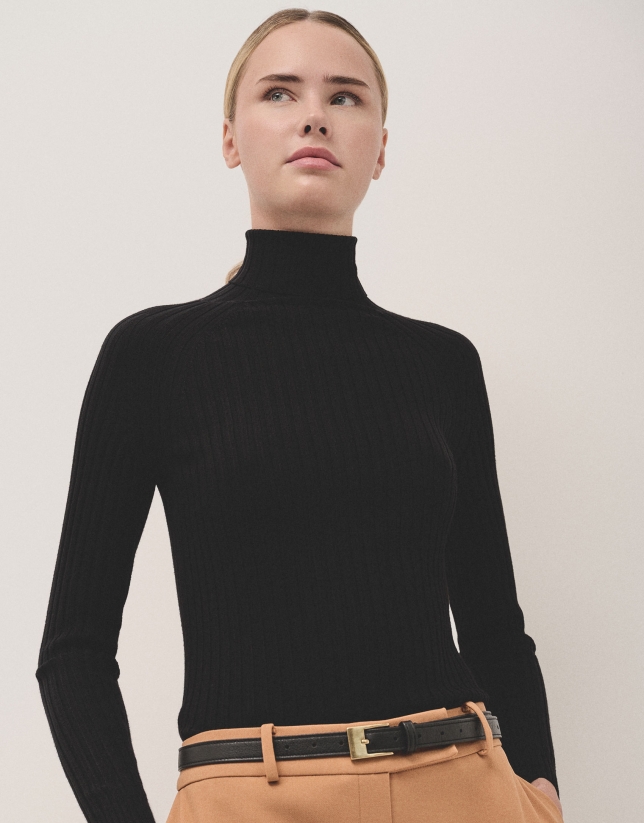 Black ribbed turtleneck jumper