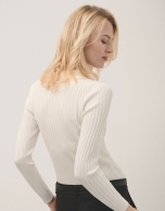 Ecru knitted polo neck jumper