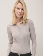 Grey knitted polo neck jumper