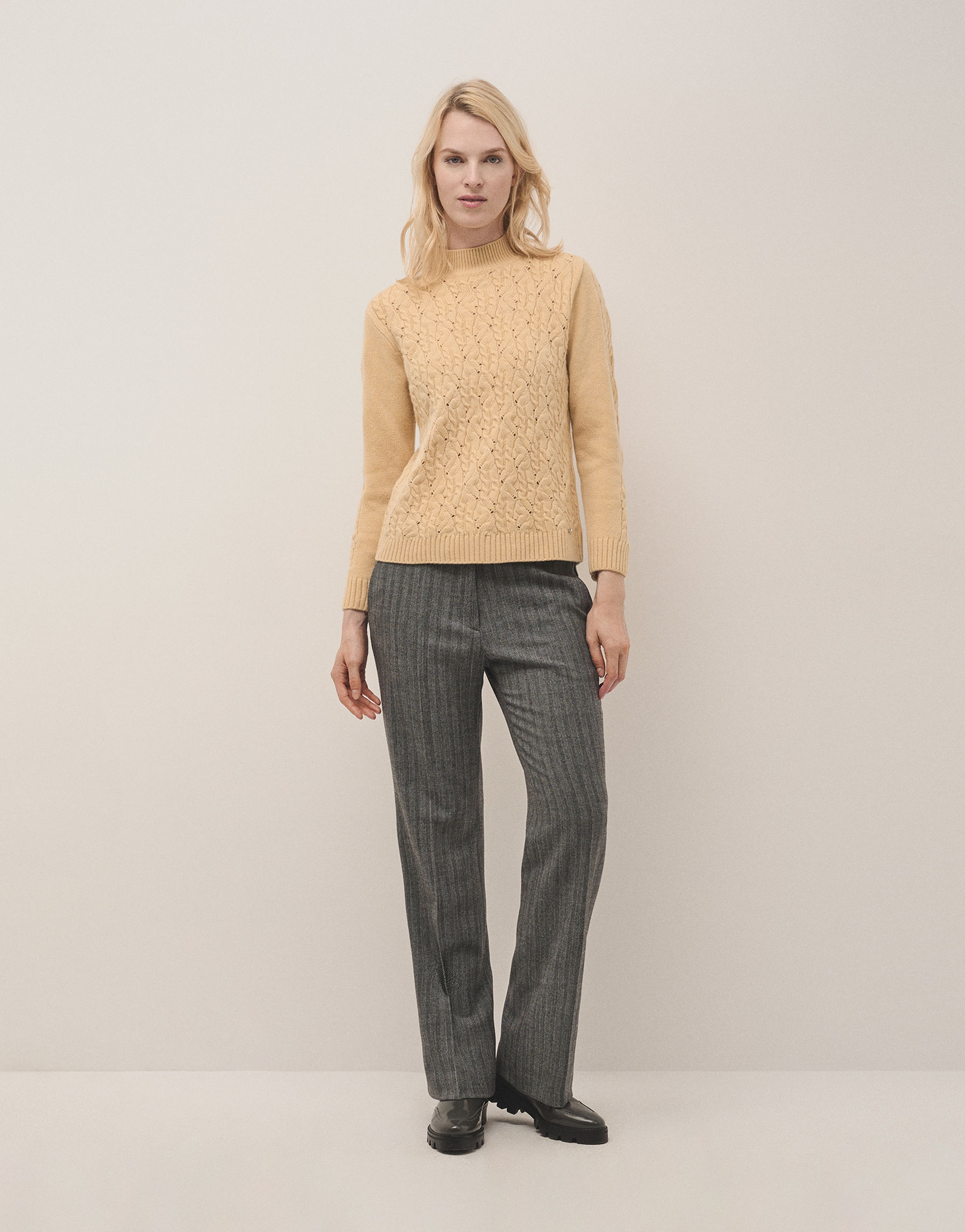 Yellow cable stitch oversize knitted jumper