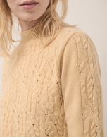 Yellow cable stitch oversize knitted jumper