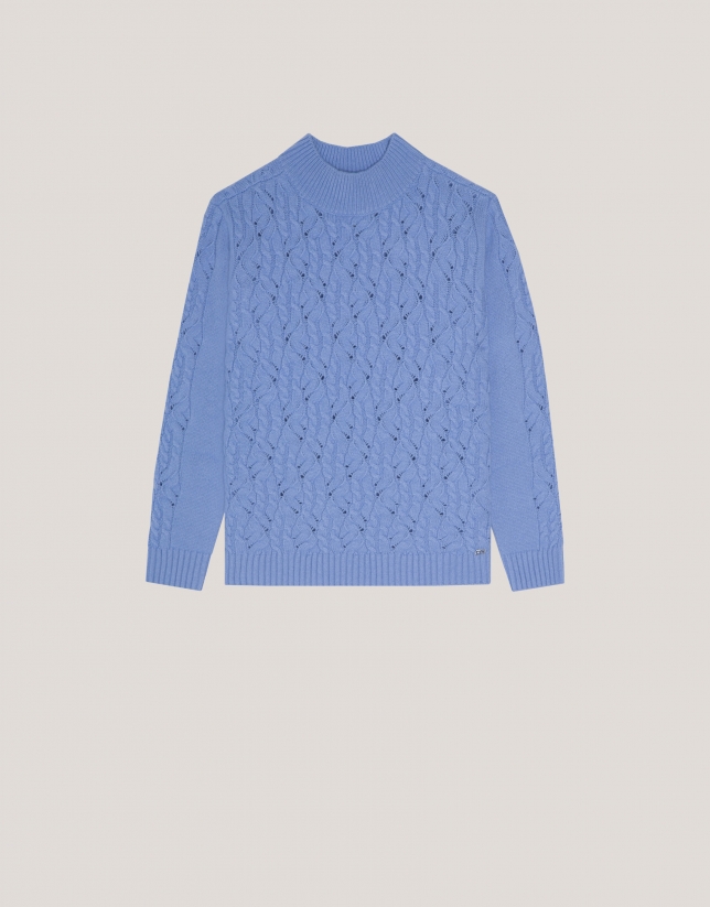 Blue cable stitch oversize knitted jumper