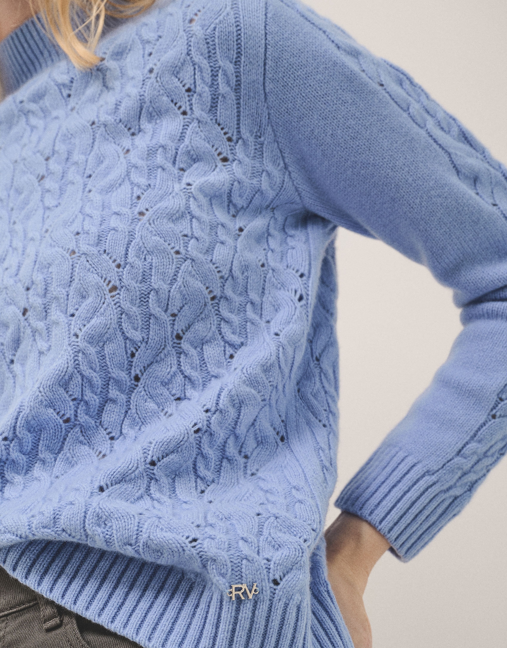 Blue cable stitch oversize knitted jumper