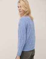 Blue cable stitch oversize knitted jumper