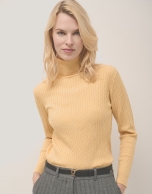 Yellow braided knitted jumper