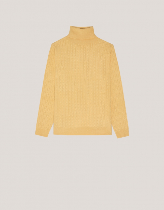 Yellow braided knitted jumper