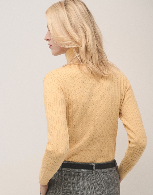 Yellow braided knitted jumper