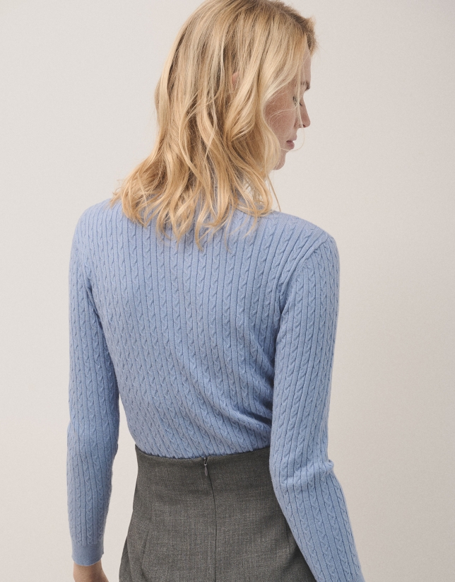 Blue braided knitted jumper