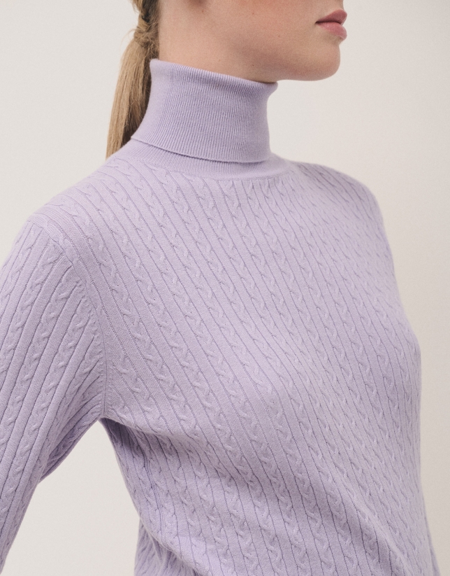 Lilac braided knitted jumper