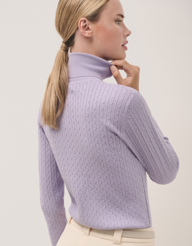 Lilac braided knitted jumper