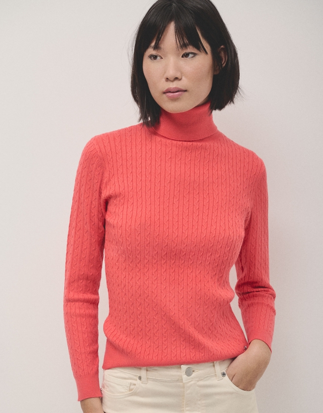 Orange braided knitted jumper