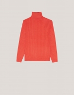 Orange braided knitted jumper