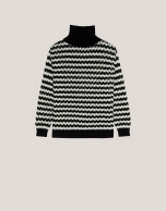 Black and white striped jumper in jacquard knitting