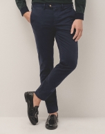 Ink blue dyed fine twill chinos