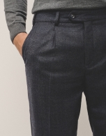 Blue check trousers with darts