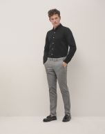 Black/white structured chinos trousers