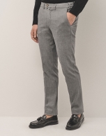 Black/white structured chinos trousers