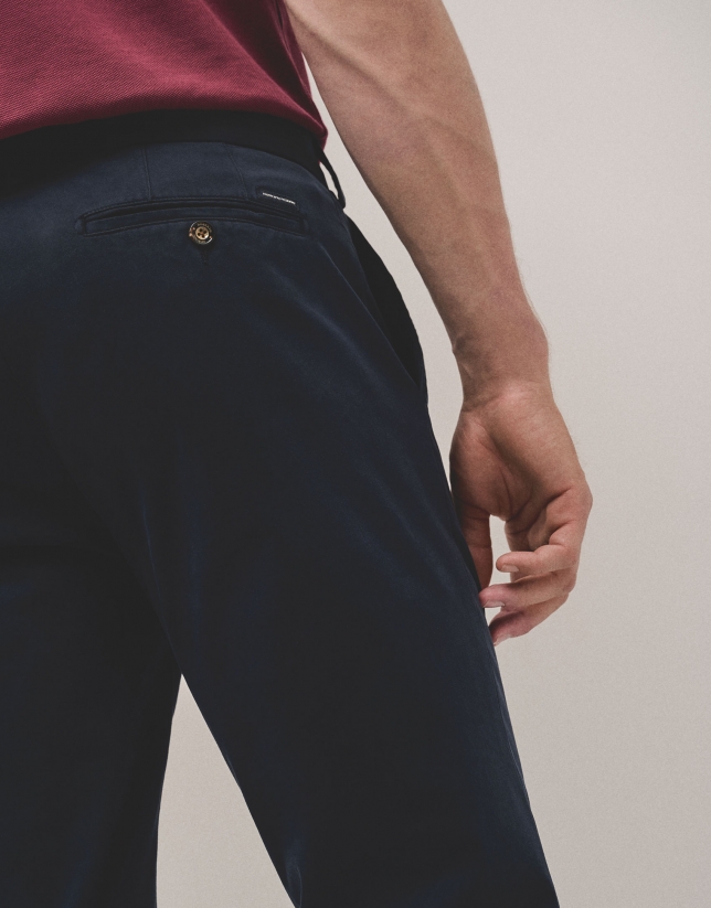 Navy blue dyed chino trousers