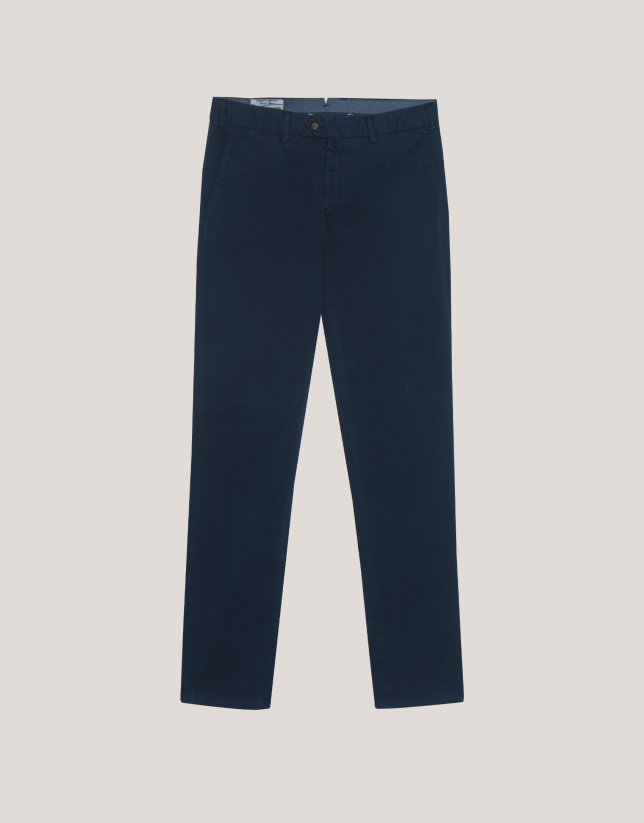 Navy blue dyed chino trousers