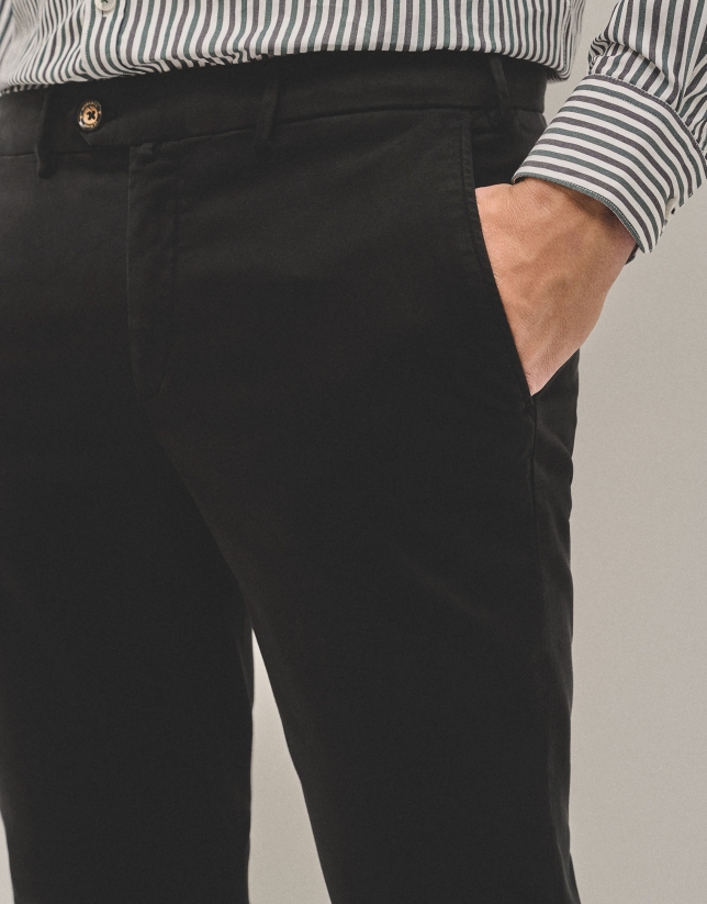 Black dyed chino trousers