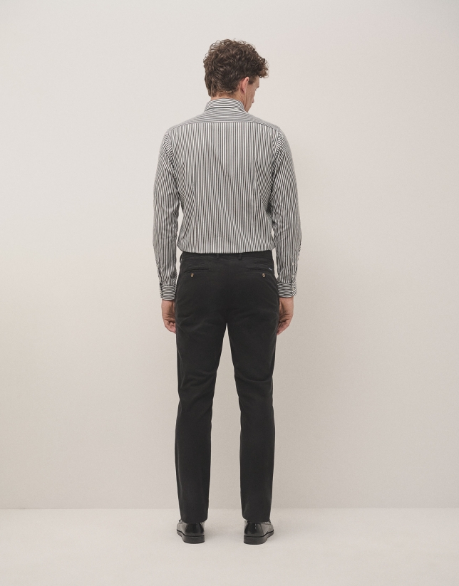 Black dyed chino trousers