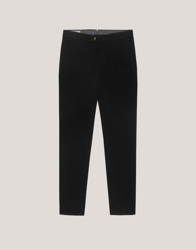 Black dyed chino trousers